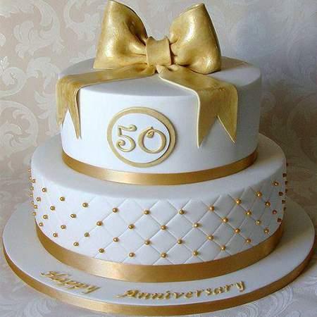 Ideas de pasteles para boda de oro (50 años).